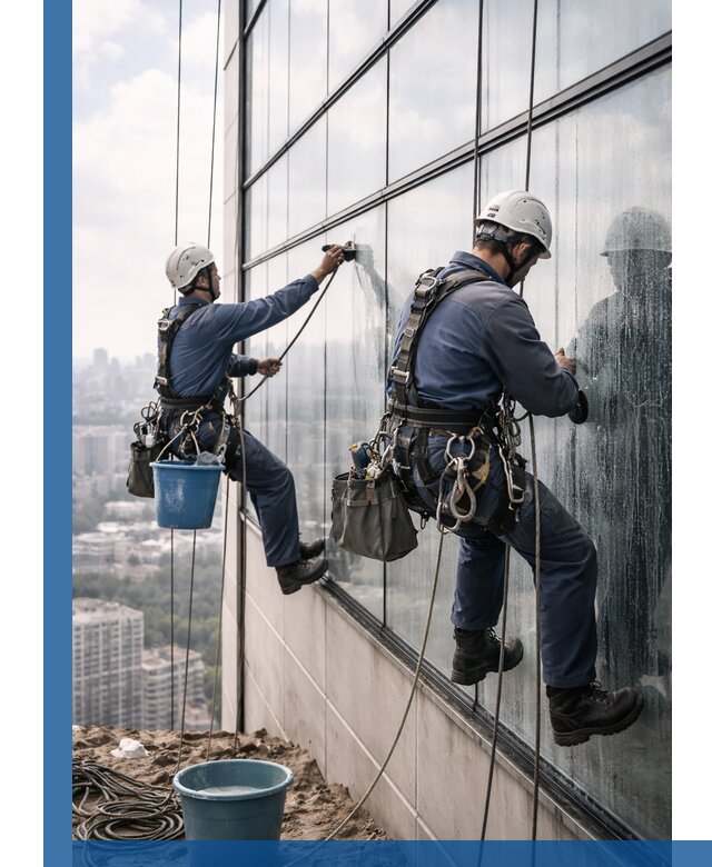 Профессиональная мойка фасадных окон альпинистами в Смоленске