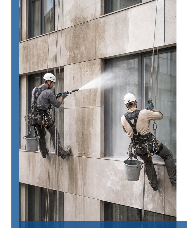 Послестроительная мойка фасада промышленным альпинизмом в Смоленске