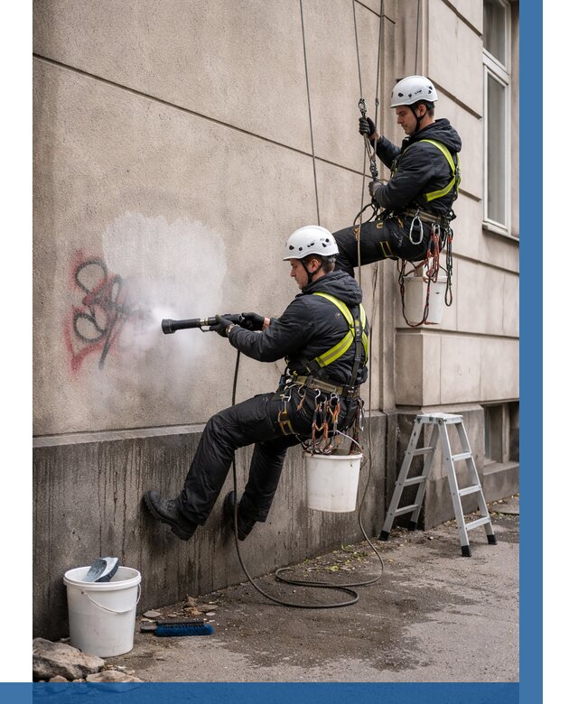 Удаление граффити с фасада в Смоленске от 4615 р. | ВЫСОТНИК-Смл
