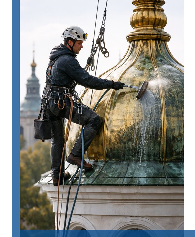 Профессиональная мойка куполов и шпилей высотными альпинистами в Смоленске