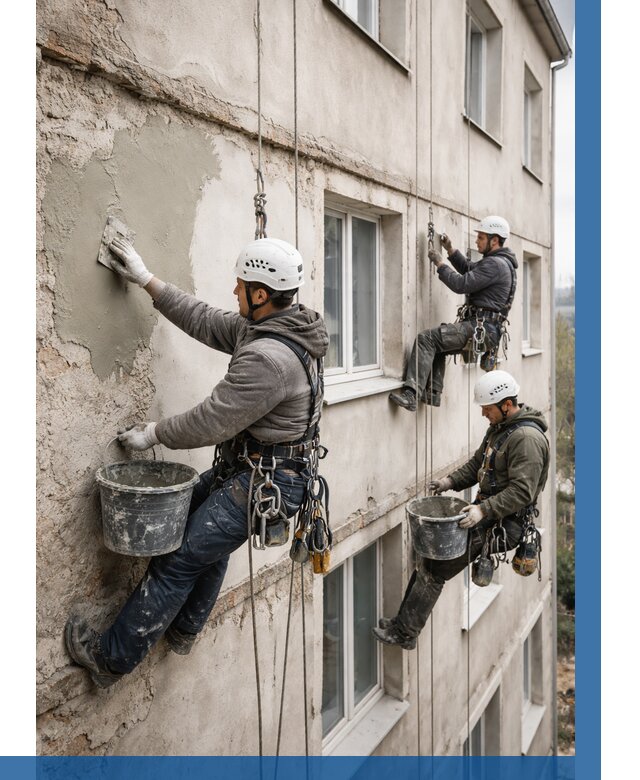 Ремонт штукатурного фасада в Смоленске от 769 р. под ключ | ВЫСОТНИК-Смл