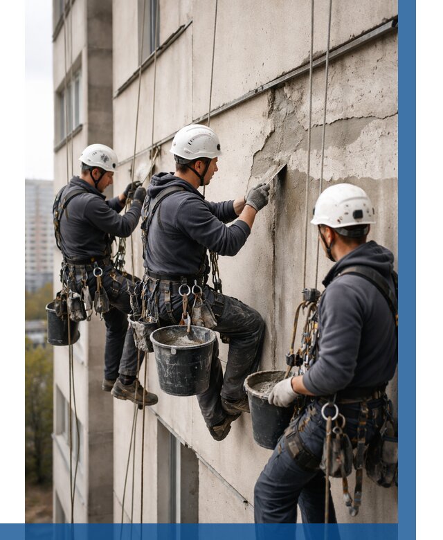 Ремонт бетонных элементов фасада в Смоленске от 2564 р. | ВЫСОТНИК-Смл