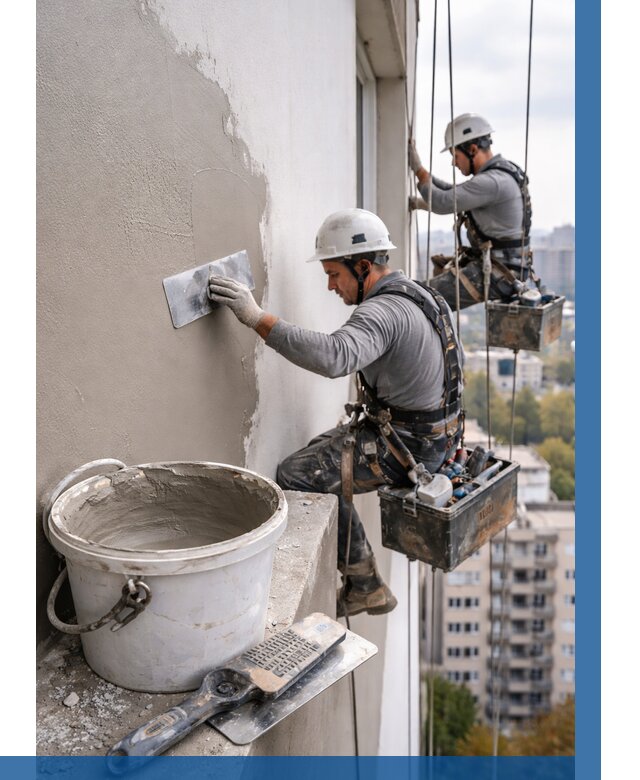 Шпаклевка фасада на высоте в Смоленске от 718 р. | ВЫСОТНИК-Смл
