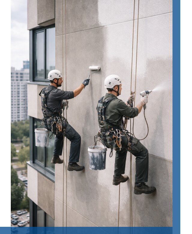 Покраска фасада альпинистами в Смоленске от 308 р. | ВЫСОТНИК-Смл