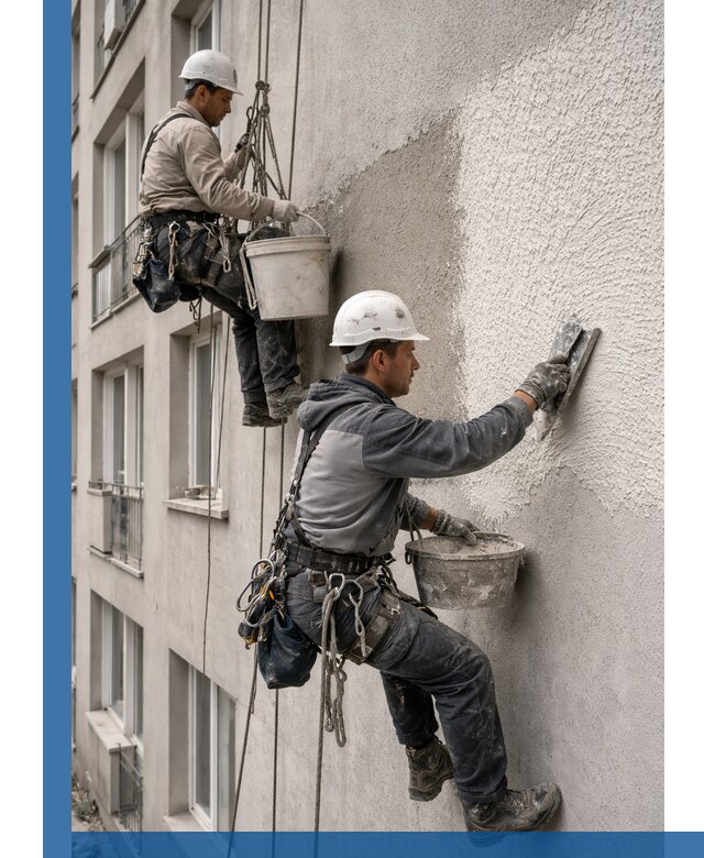 Нанесение декоративной штукатурки короед на фасад в Смоленске