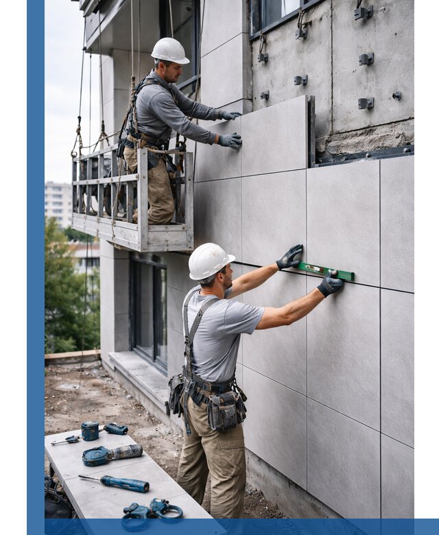 Монтаж керамогранита на фасад в Смоленске под ключ с гарантией качества