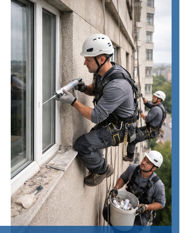 Герметизация оконных швов снаружи в Смоленске от 1538 р. | ВЫСОТНИК-Смл