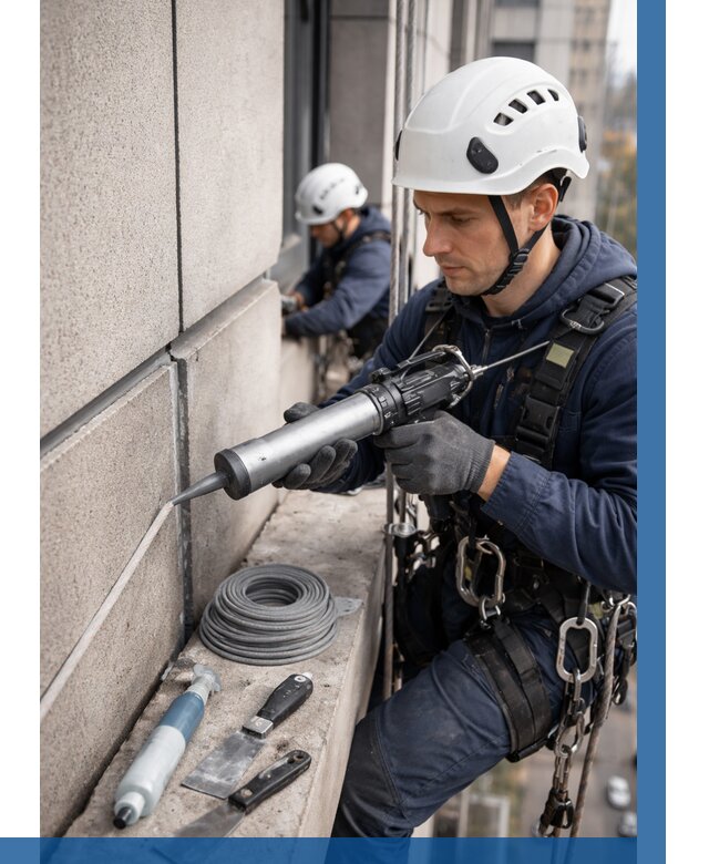 Герметизация деформационных швов фасада в Смоленске от 718 | ВЫСОТНИК-Смл