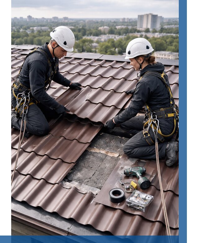 Ремонт металлочерепицы на крыше в Смоленске от 923 р. | ВЫСОТНИК-Смл