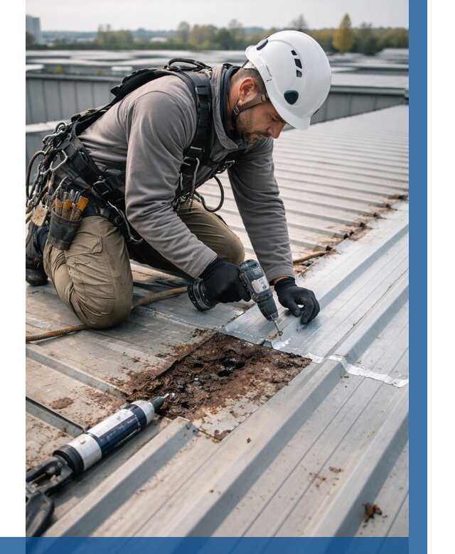 Ремонт профнастила на кровле в Смоленске от 718 р. | ВЫСОТНИК-Смл