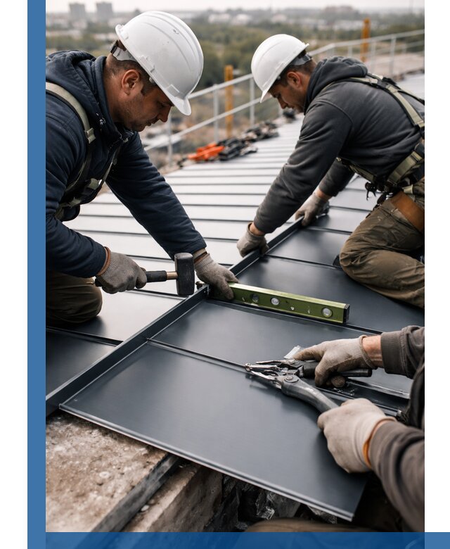 Монтаж фальцевой кровли в Смоленске для промышленных зданий