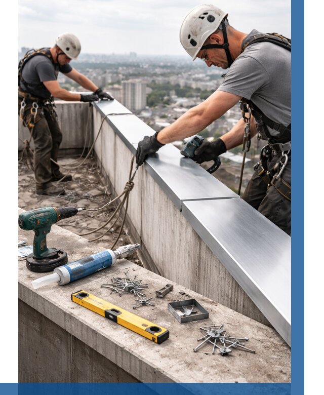 Монтаж парапетных крышек в Смоленске от 820 р. | ВЫСОТНИК-Смл