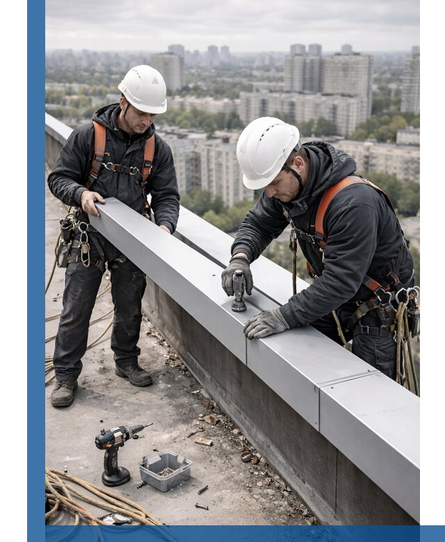 Монтаж парапетных крышек и ограждений кровли в Смоленске