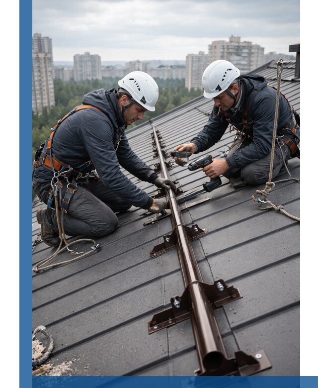 Монтаж снегозадержателей на кровле зданий в Смоленске под ключ