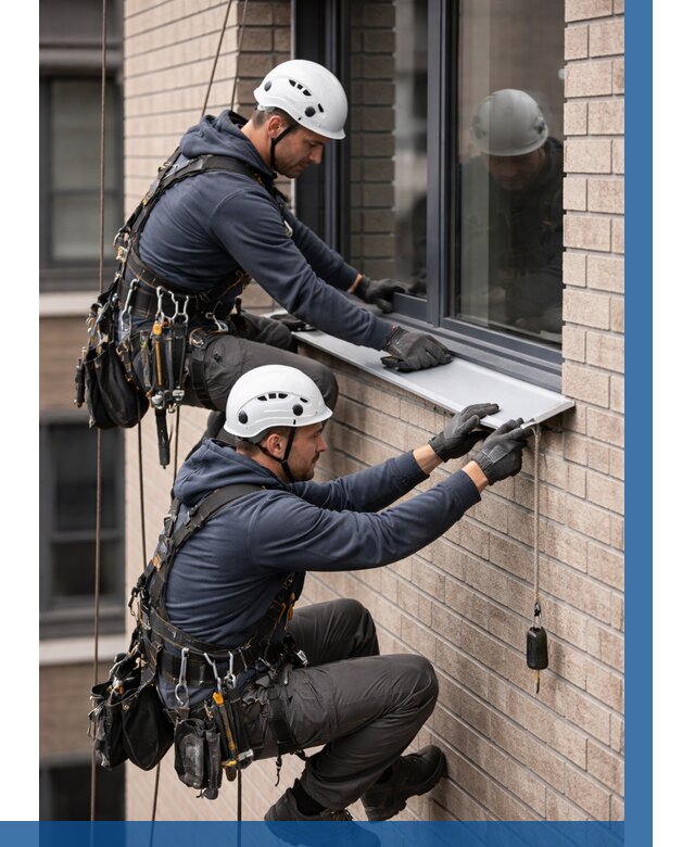 Монтаж оконных отливов под ключ в Смоленске от 3589 р. | ВЫСОТНИК-Смл