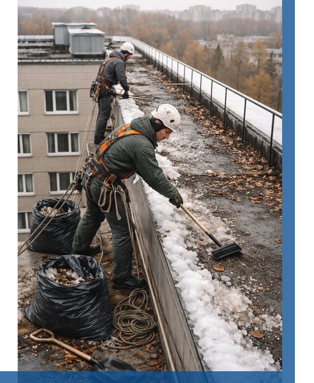 Очистка кровли по периметру в Смоленске от 564 р. | ВЫСОТНИК-Смл