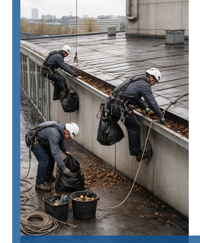 Очистка кровли по периметру в Смоленске силами промышленных альпинистов