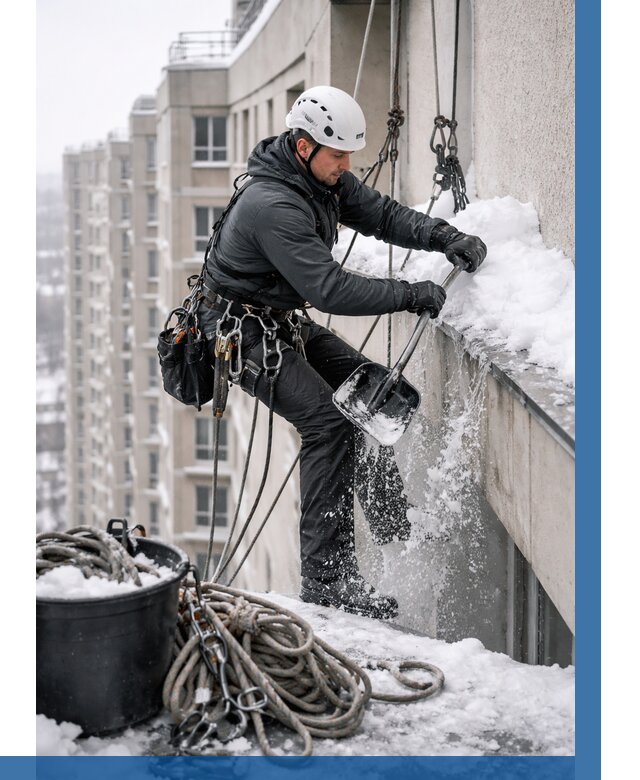 Очистка карнизов от снега в Смоленске от 308 р. | ВЫСОТНИК-Смл