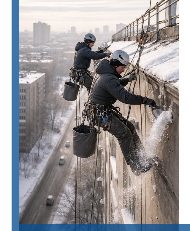 Очистка карнизов от снега в Смоленске профессионально и безопасно