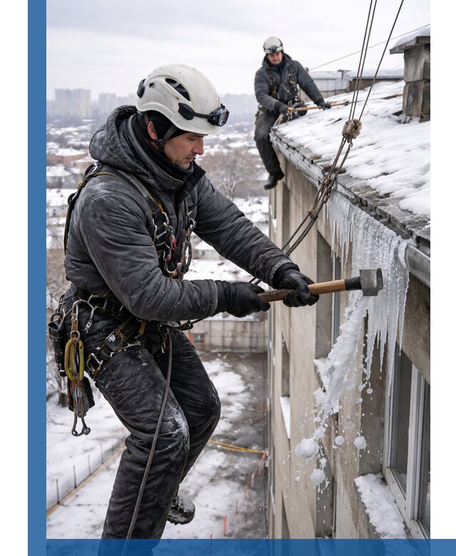 Сбивание и удаление сосулек с крыши в Смоленске безопасно