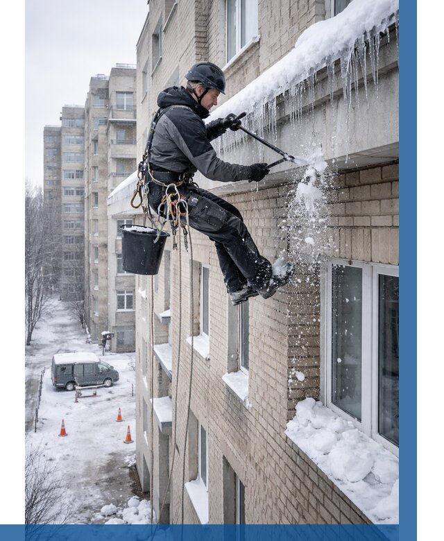 Удаление наледи с карнизов в Смоленске от 359 р. | ВЫСОТНИК-Смл