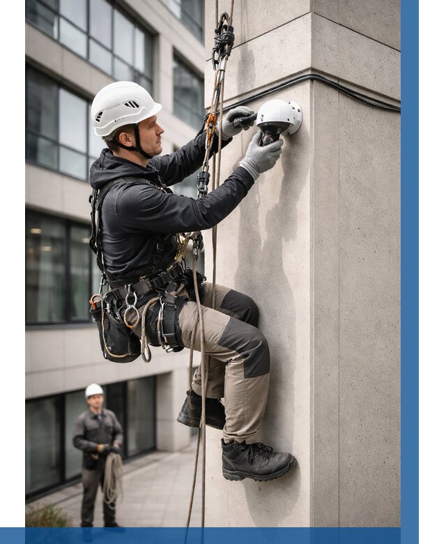 Монтаж камер видеонаблюдения на фасаде в Смоленске от 8717 р.-ВЫСОТНИК-Смл