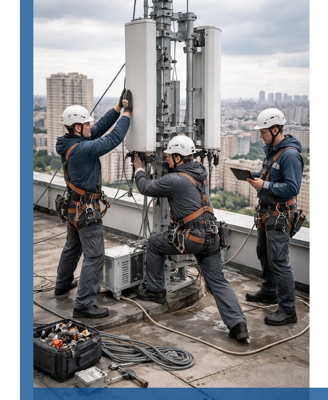 Монтаж антенн связи на крыше в Смоленске с вводом в эксплуатацию