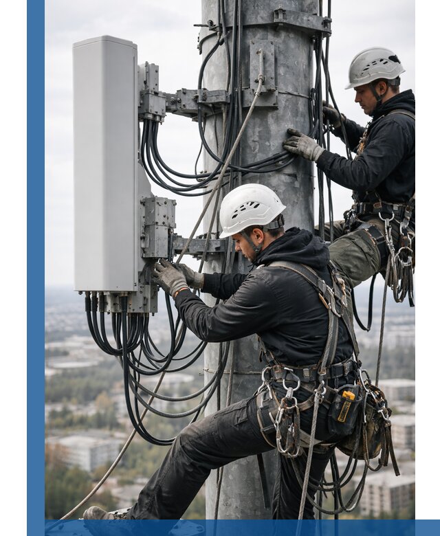 Монтаж оборудования связи на мачте в Смоленске с пусконаладкой