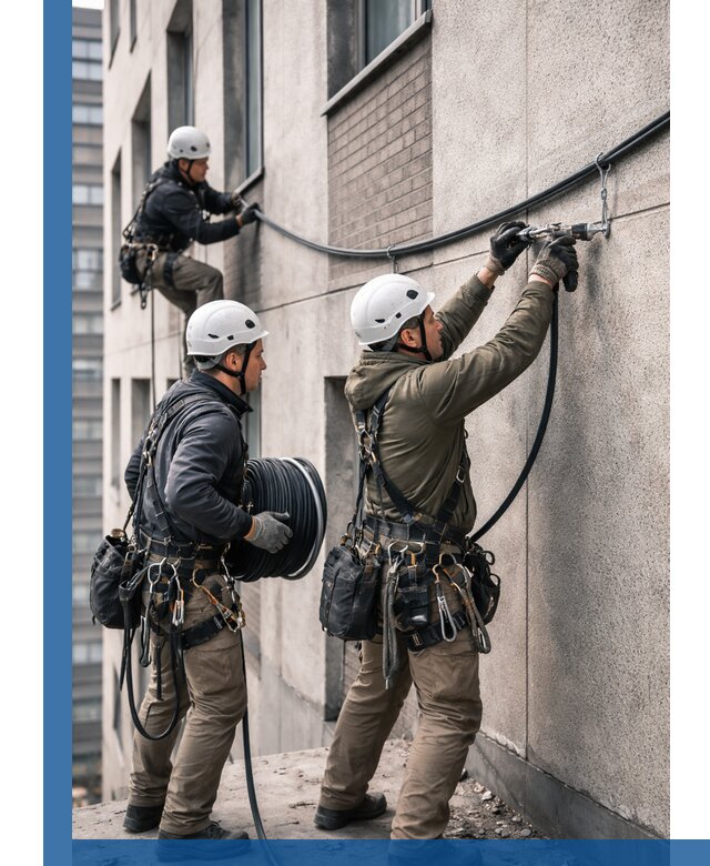 Прокладка кабеля по фасаду в Смоленске, профессиональный монтаж