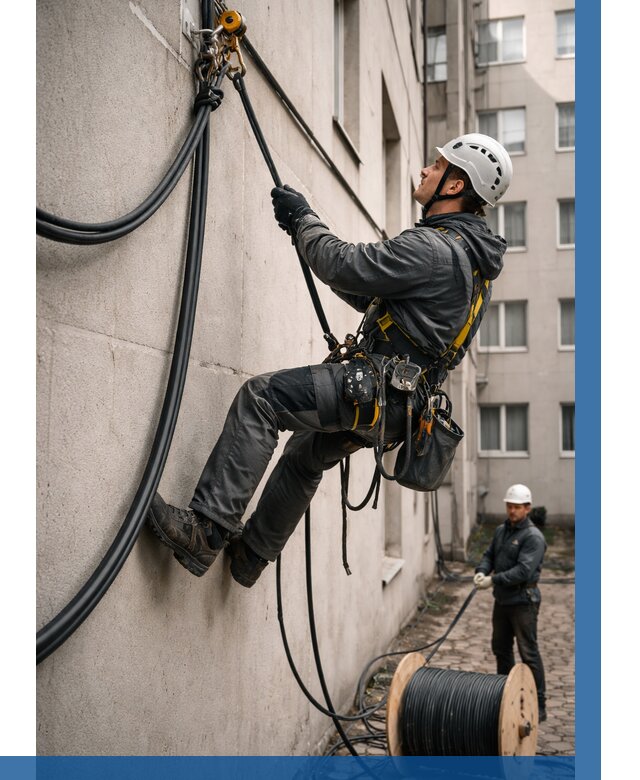 Протяжка кабеля питания на высоте в Смоленске от 461 р. | ВЫСОТНИК-Смл