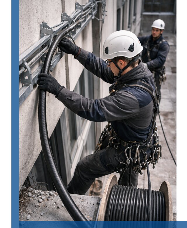 Протяжка кабеля питания на высоте в Смоленске с гарантией безопасности и качества