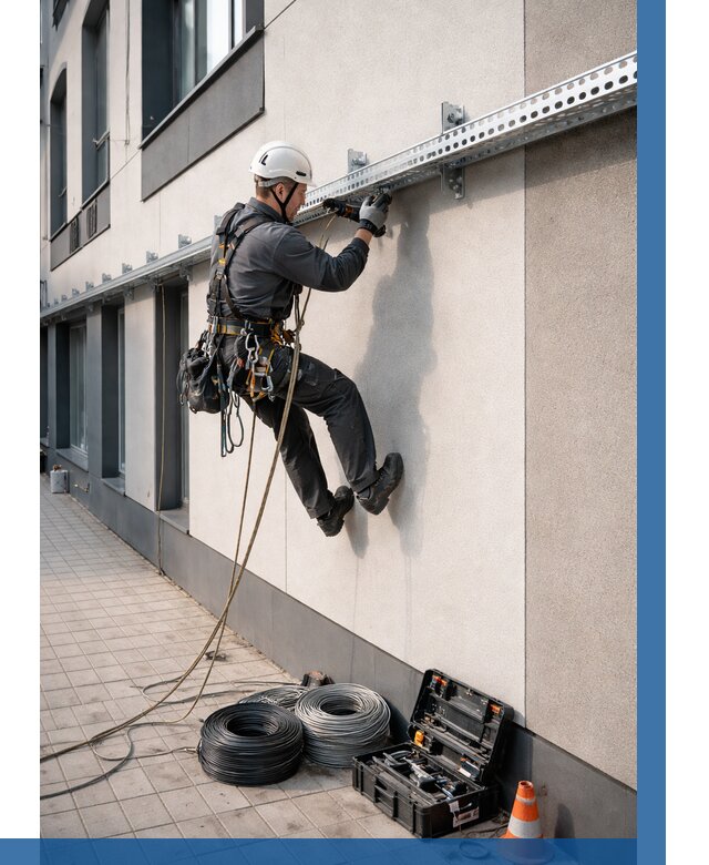 Монтаж кабельных лотков на фасаде в Смоленске от 1231 р. | ВЫСОТНИК-Смл