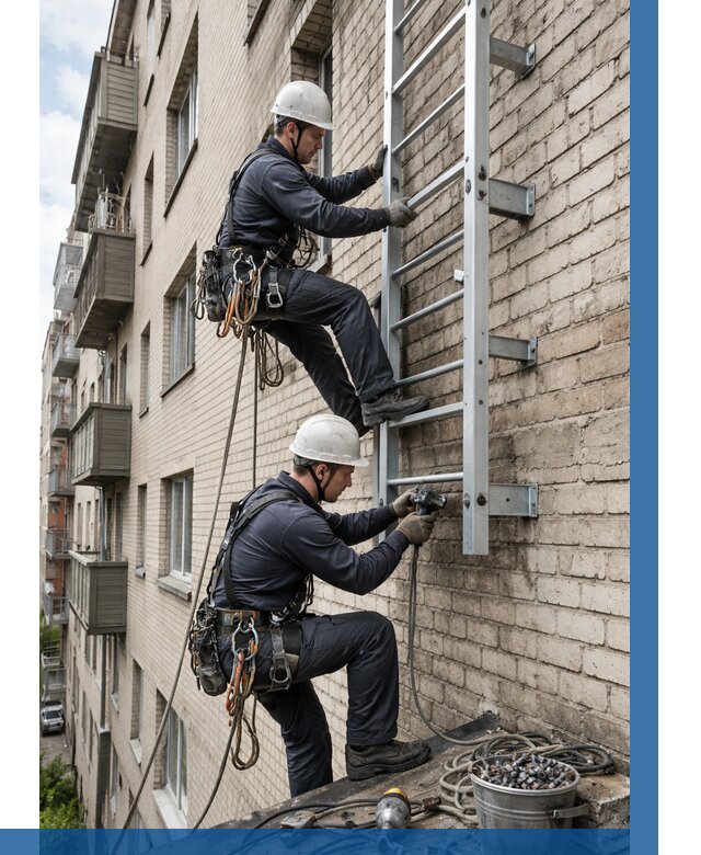 Монтаж пожарной лестницы в Смоленске от 25638 р заказать у ВЫСОТНИК-Смл