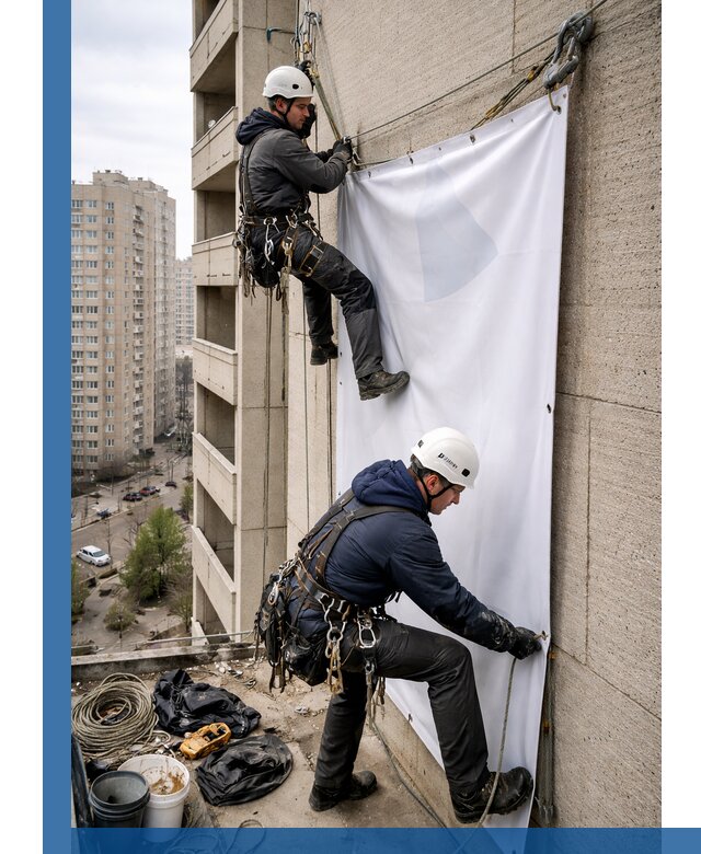 Профессиональный монтаж баннеров на фасаде в Смоленске