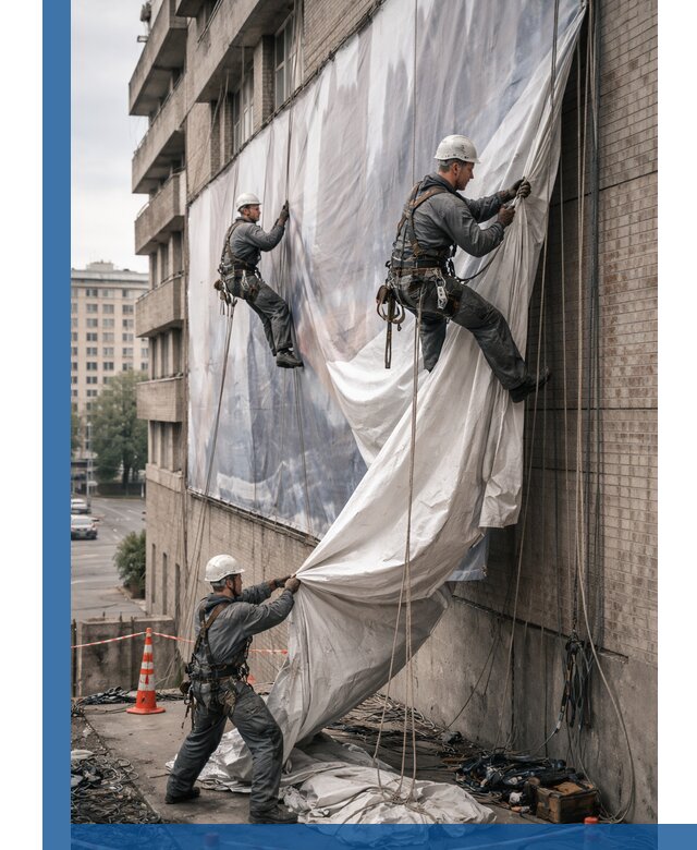 Демонтаж баннеров с фасада в Смоленске оперативно и безопасно