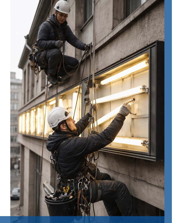 Замена ламп в вывеске в Смоленске под ключ от 3589 р. | ВЫСОТНИК-Смл
