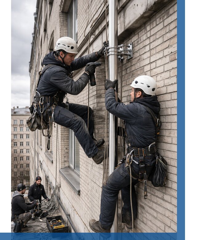 Монтаж флагштока на здании в Смоленске от 6666 р. | ВЫСОТНИК-Смл