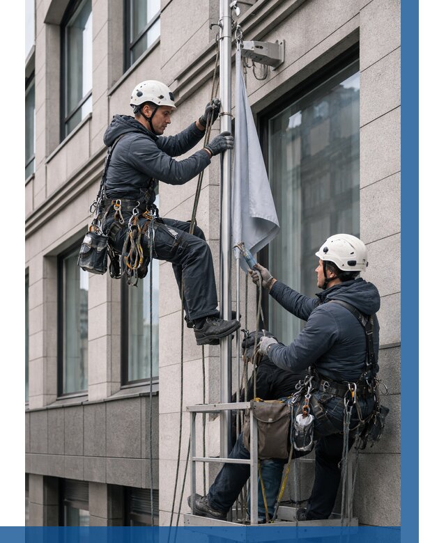 Установка флагов на фасаде в Смоленске от 4615 р. | ВЫСОТНИК-Смл