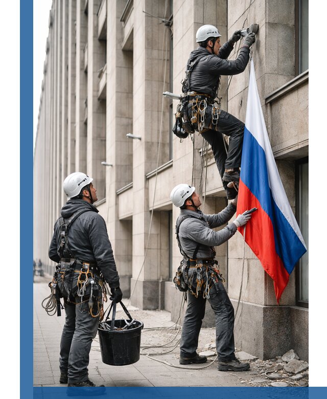 Профессиональная установка флагов на фасаде в Смоленске