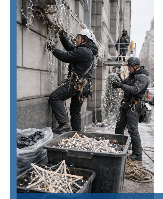 Демонтаж новогоднего оформления и гирлянд в Смоленске