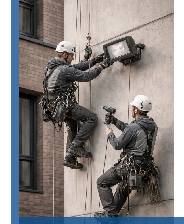 Профессиональный монтаж фасадных прожекторов в Смоленске под ключ