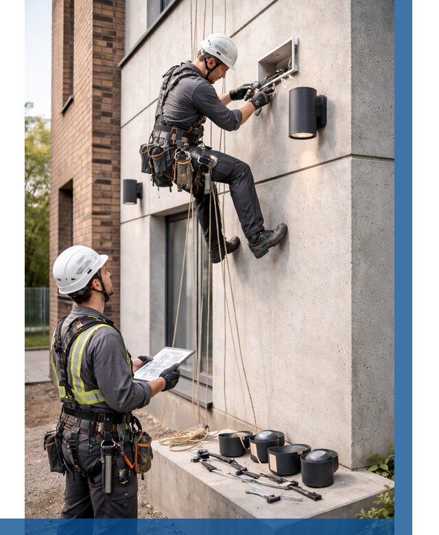 Монтаж фасадного освещения в Смоленске от 2564 р. | ВЫСОТНИК-Смл