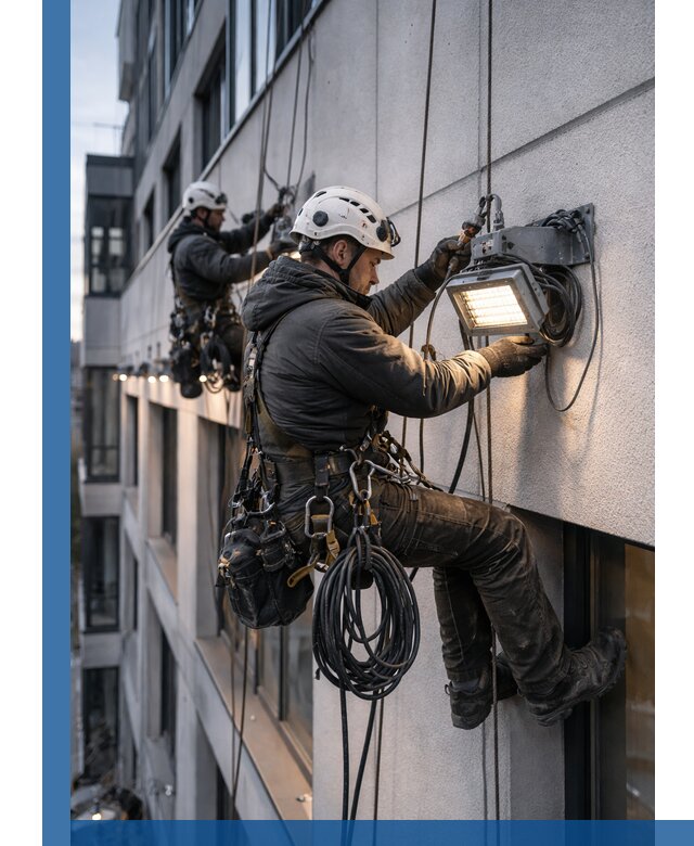Монтаж фасадного освещения в Смоленске установка и подключение