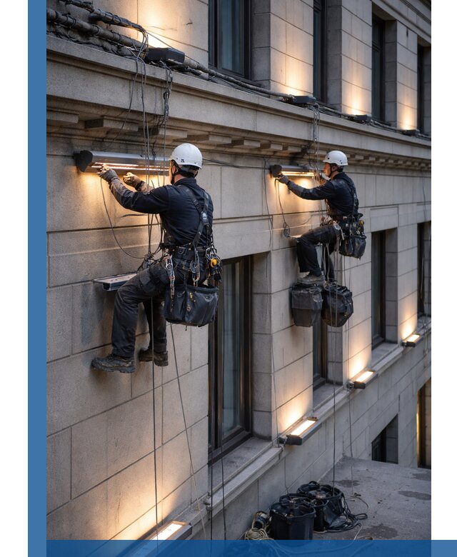 Монтаж архитектурной подсветки фасадов зданий в Смоленске