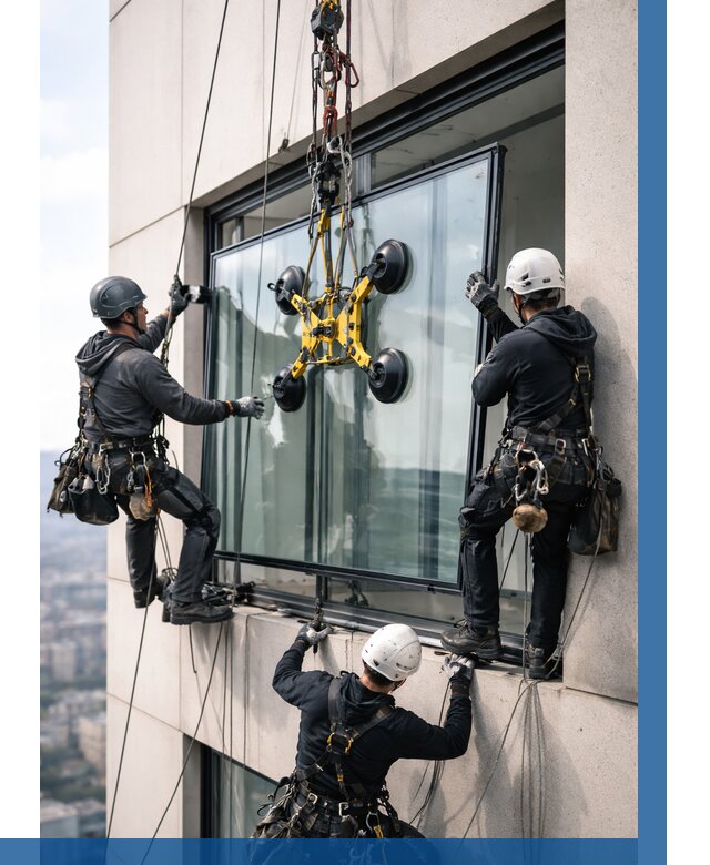 Монтаж стеклопакетов на высоте в Смоленске от 3282 р. | ВЫСОТНИК-Смл