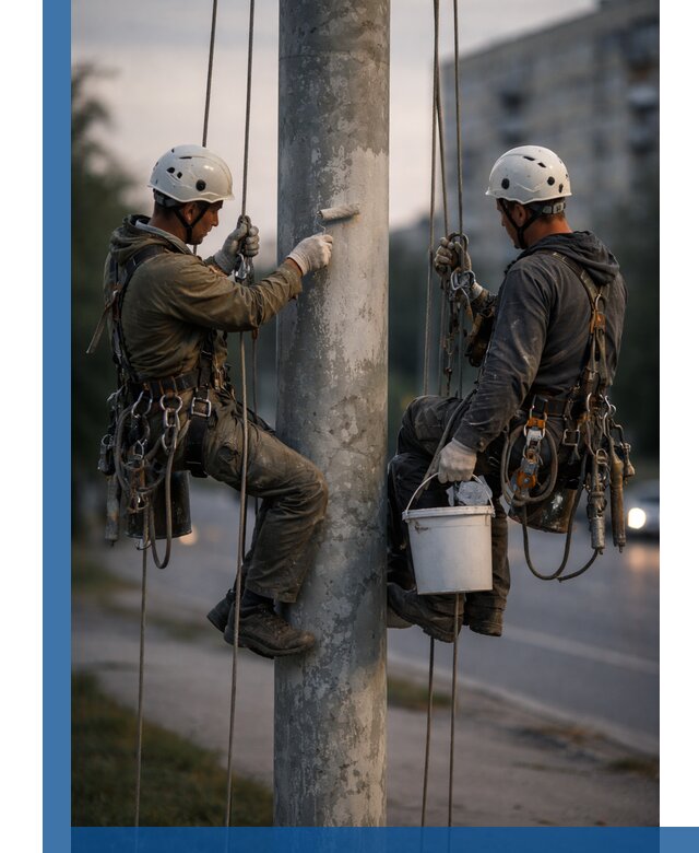 Покраска опор освещения и антикоррозийная защита в Смоленске