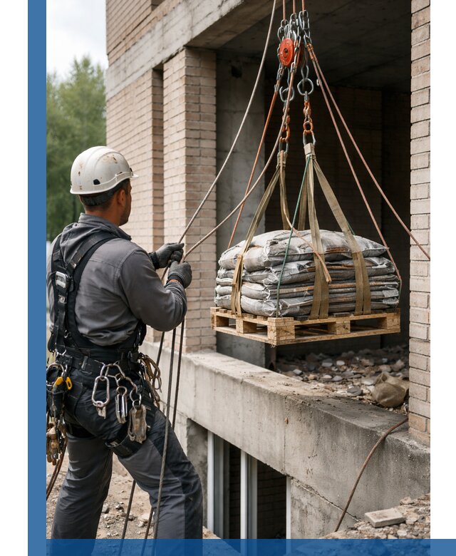 Подъем материалов на этаж веревками в Смоленске оперативно