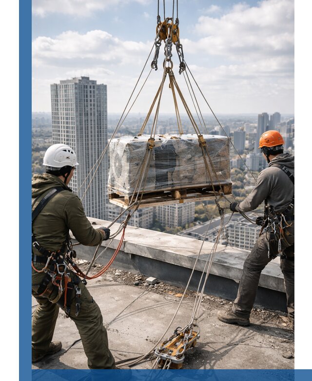 Подъем и монтаж крупногабаритных грузов на крышу в Смоленске