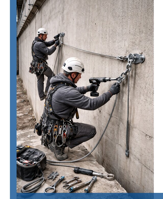 Монтаж анкерных линий высотной безопасности в Смоленске