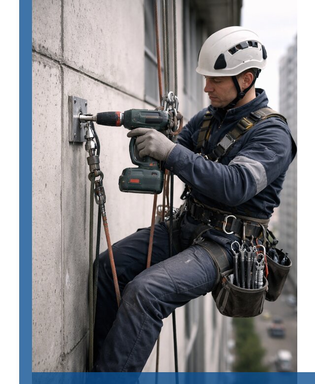 Установка анкерных точек для высотных работ в Смоленске